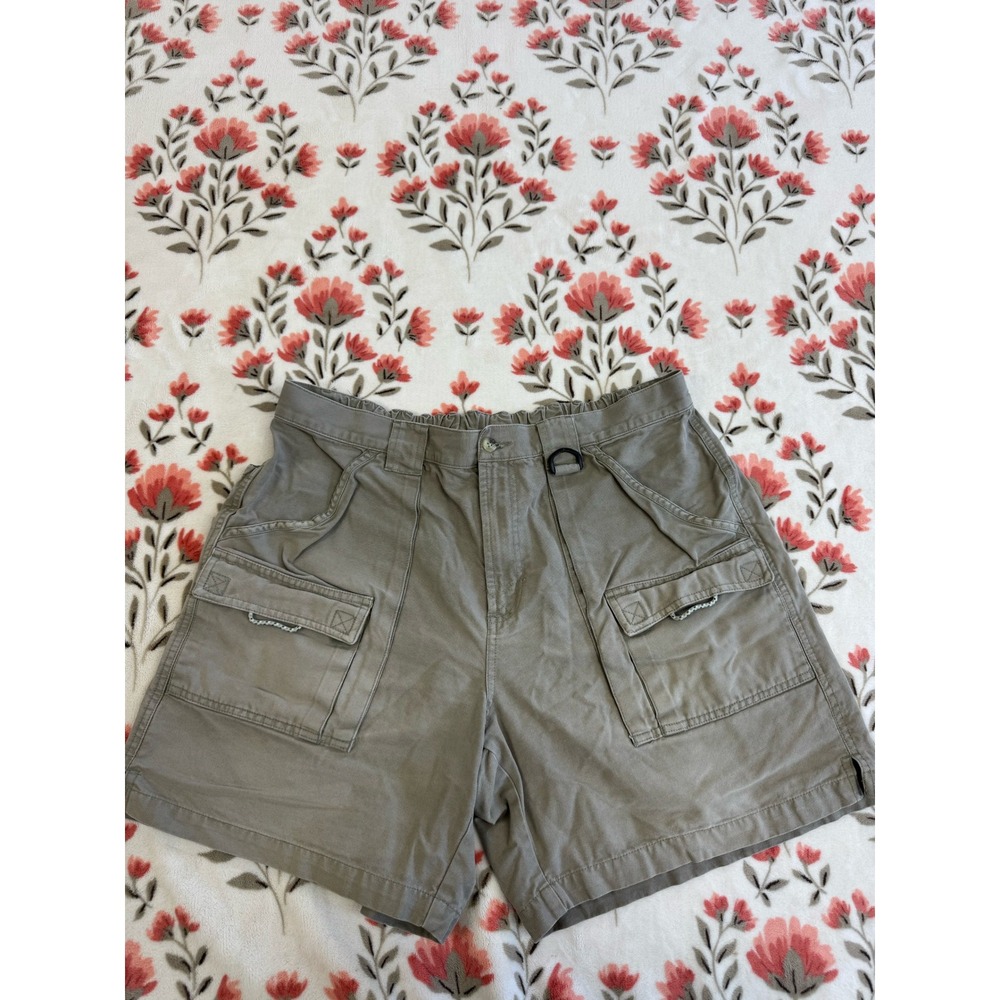 Columbia PFG Mens Cargo Shorts Khaki Tan Cotton Canvas Pockets Size L Large